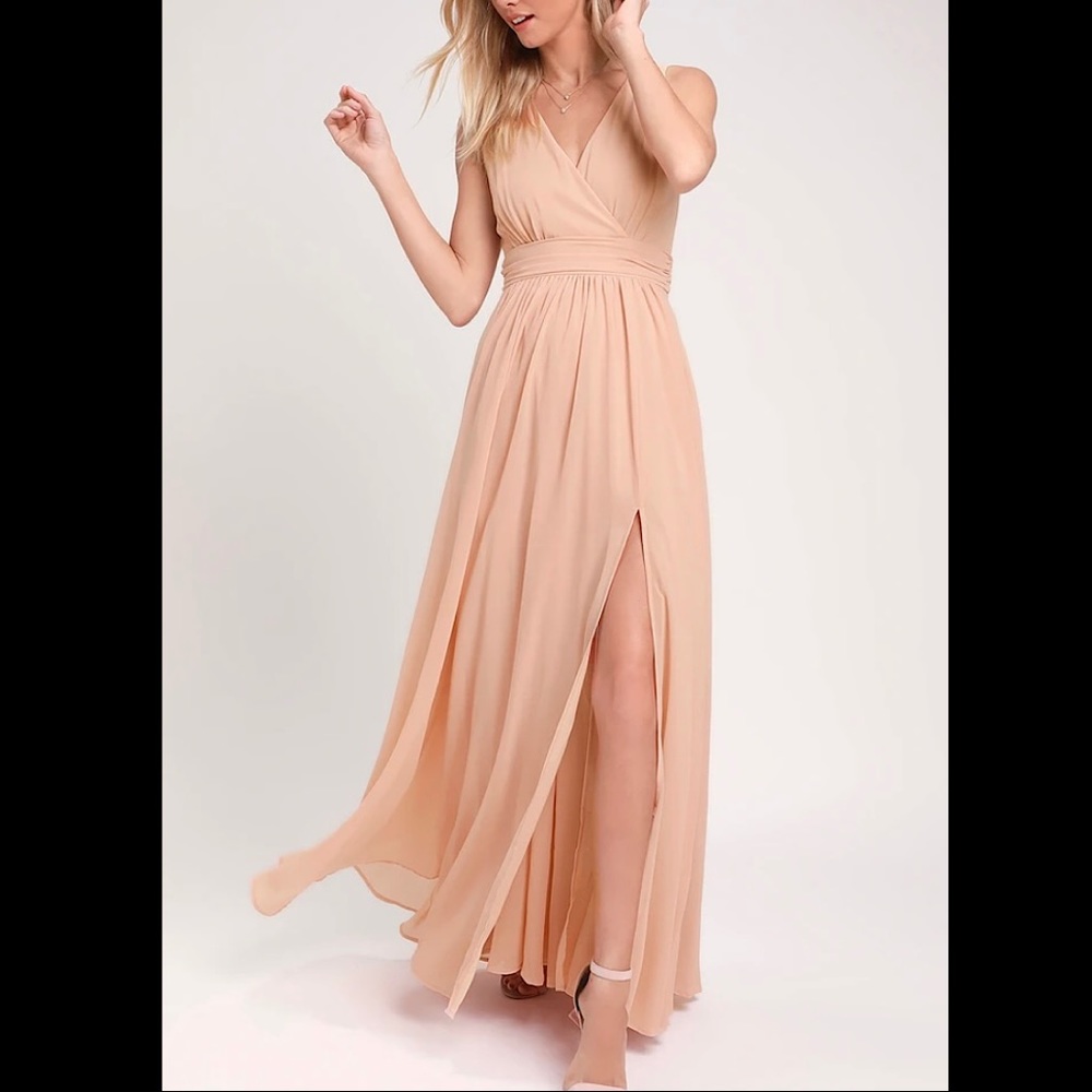 Lulus Hue Blush Surplice Maxi Dress